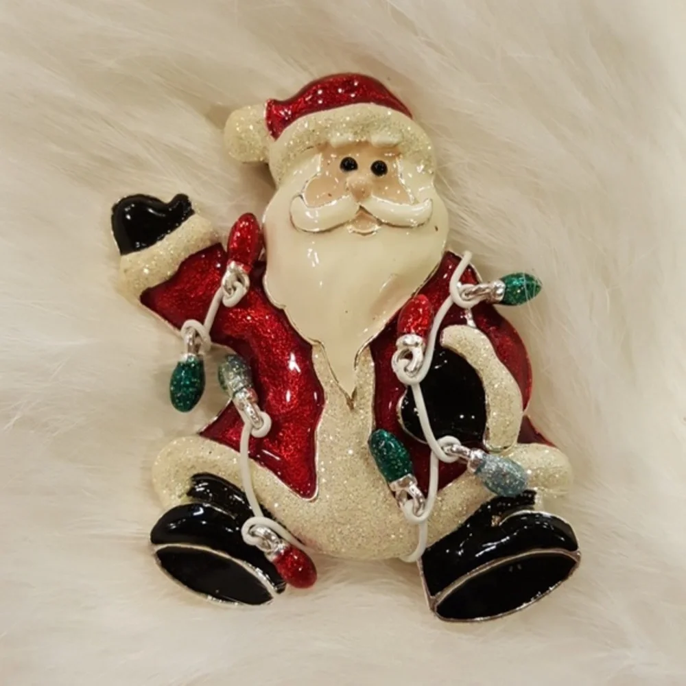 VINTAGE‎ SANTA WEARING  LIGHTS BROOCH PIN